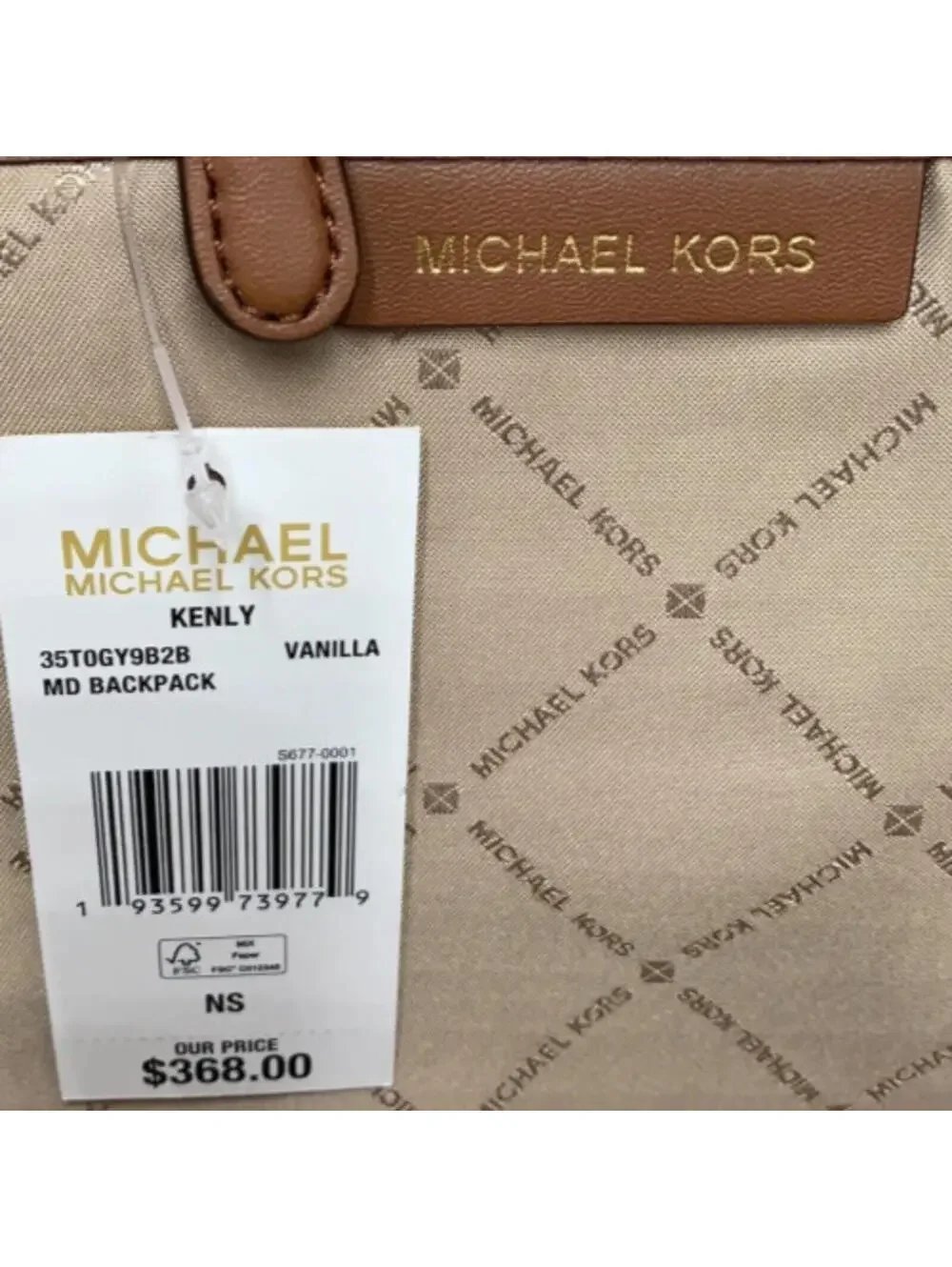 Michael Kors Kenly Medium Backpack  Signature Vanilla Bag MSRP: $368 NWT - Picture 5 of 5